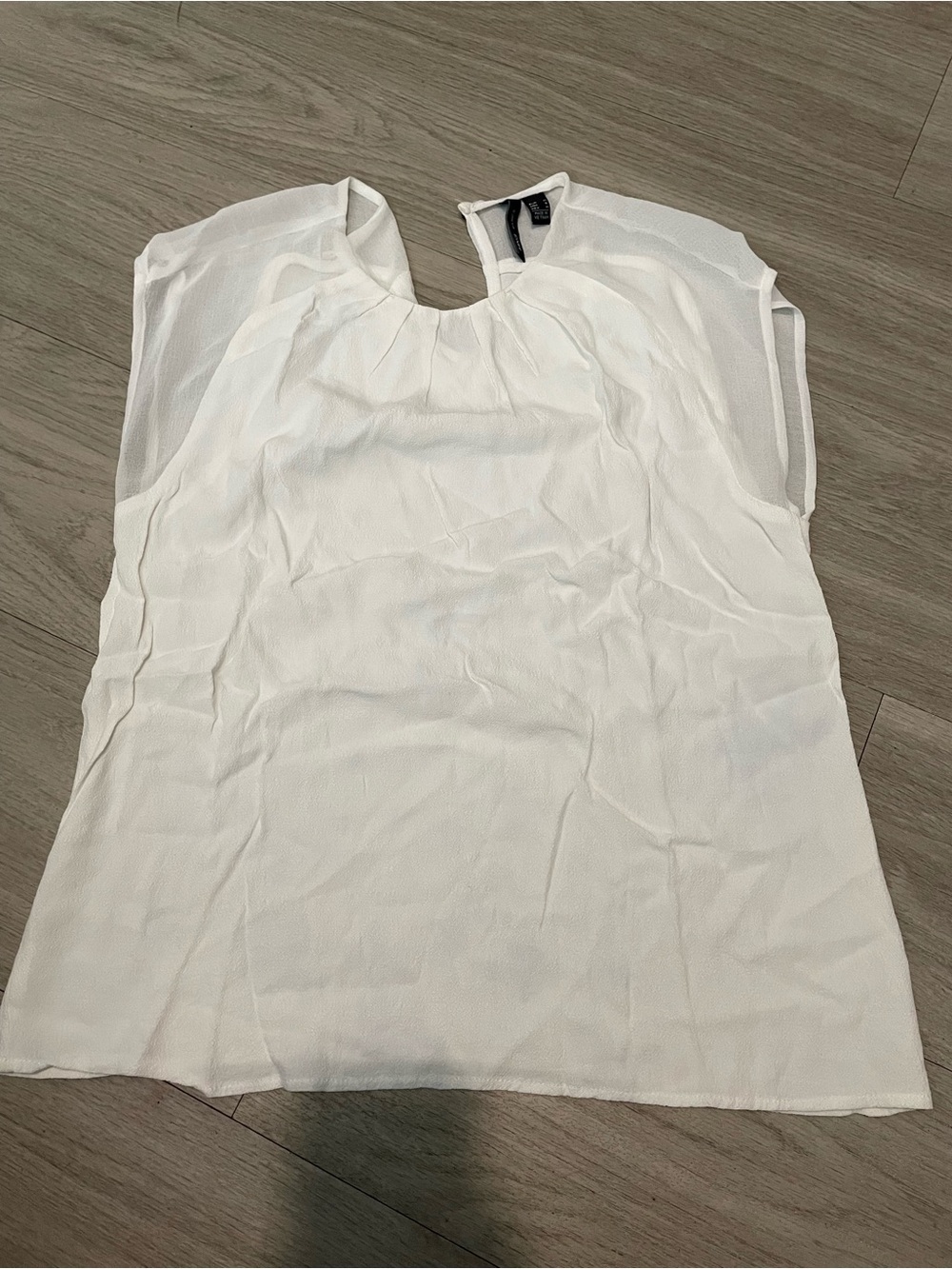 Mango White Sleeveless Pleated Neck Blouse